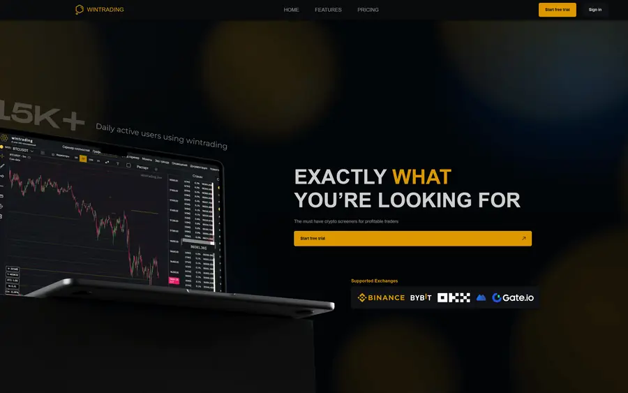 Интерфейс крипто-скринера Wintrading